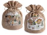 Jute effect panettone bag with tie and decorations