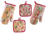 Kitchen glove and pot holder set with 