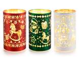 Lampe cylindrique en verre de Noël décorée de lumières LED