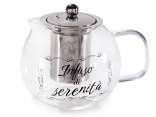 Large glass teapot 1L, steel filter and lid