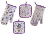 Lavender Print Kitchen Glove and Pot Holder Set