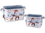 Lot de 2 paniers de Noël en tissu avec anses à motifs animal
