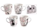 Lot de 2 tasses en porcelaine 70 ml décor chat