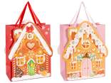 Medium paper bag/envelope with handles, 3D Christmas house