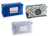 Men's fabric beauty case with embroidery and zip