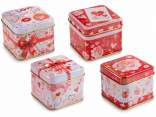 Metal food box with embossed details and lid