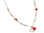 Metal necklace with lacquered heart and rhinestones in card