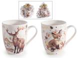 Mug de Noël en porcelaine 300 ml avec animaux de la forêt