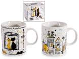 Mug en porcelaine 350ml avec décor de chats et détails dorés