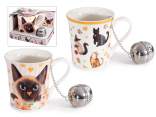 Mug en porcelaine de 250 ml avec décor de chats et filtre