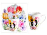 Mug en porcelaine de 300 ml avec motif floral et lettre D