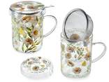 Mug en verre avec couvercle et filtre à thé en métal 350 ml