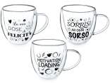 Mug en verre de 200 ml à double fond et inscription