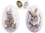 Openable metal egg with rabbit print