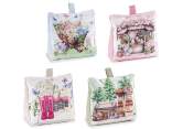 Padded fabric doorstop with spring print