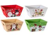Panier/boîte en bois avec motif de Noël et poignées