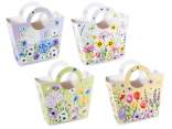 Paper bag / basket with handles and floral decorations