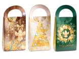 Paper bag box with handle and Christmas print