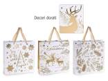 Paper bag with golden print and satin handles