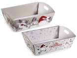 Paper tray with handles and Christmas decoration print