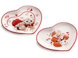 Piatto alimentare a cuore in ceramica decoro con animaletti