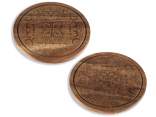 Planche à découper ronde en bois d'acacia avec décor