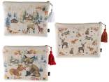 Pochette en tissu à imprimé animal et pompon coloré