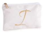 Pochette in velluto con chiusura zip e lettera ricamata - I