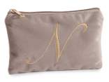 Pochette in velluto con chiusura zip e lettera ricamata - N