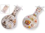Poggiamestolo in ceramica con fiocco e stampa dolcetti