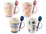 Porcelain cup 350 ml for mom and dad with spoon