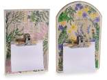 Porta block notes legno stampa erbe con matita da appendere