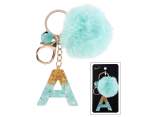Portachiavi / charm lettera A in resina con pompon in card