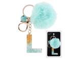 Portachiavi / charm lettera L in resina con pompon in card