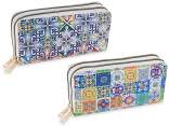 Portafoglio donna in similpelle con doppia zip maiolica