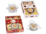 Portatealight in vetro sagomato 3 tealight in scatola regalo