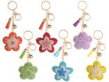 Porte-clés Charm/Fleur avec strass et pendentifs