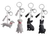 Porte-clés chien avec strass et pendentifs
