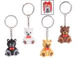 Porte-clés en silicone ours en peluche coloré avec nœud papi