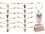 Pulsera de metal con ángel y piedra sintética de color
