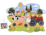 Puzzle 53 tessere in cartoncino, scatola valigetta e manico