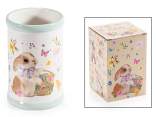 Recipient ceramic colorat cu decorațiuni de iepurași