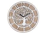 Reloj de pared de madera con decoración árbol de la vida
