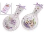 Reposacucharas de cerámica color lavanda con lazo