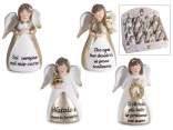 Resin angel with engraved message and gold details