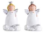 Resin candle holder with angel and silver decorations