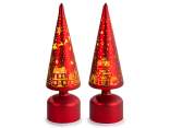 Rotating glass Christmas tree decorated with LED lights
