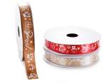 Ruban de satin de Noël de 15 mm avec étoiles dorées
