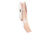 Ruban satiné pêche de 22 mm, motif arbre de vie