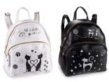 Rucsac din piele artificială cu decorațiuni de pisici